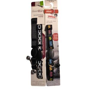 ❣️3 pack of Cat Breakaway Collars Black Rainbow Crown  Adjusts to 8"-12" #…